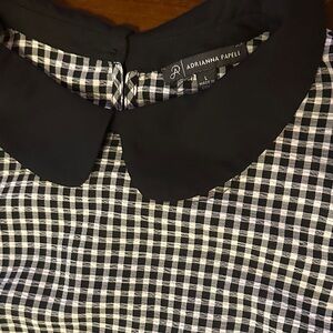 Adrianna Papell Monochrome Checkered Blouse